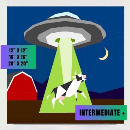 Udderly Out of This World: UFO Cow Abduction FPP Foundation Paper Piecing Pattern, Three Sizes