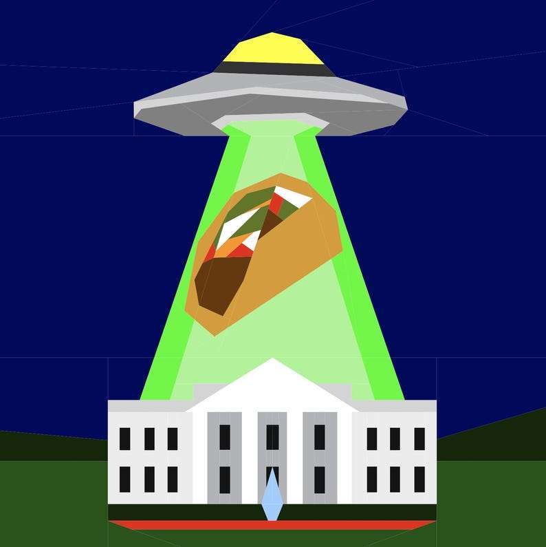 No Returns: TACO Trump UFO Abduction Quilt FPP Foundation Paper Piecing Pattern in Five Sizes