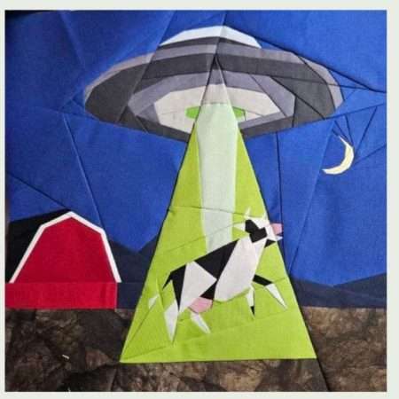Udderly Out of This World: UFO Cow Abduction FPP Foundation Paper Piecing Pattern, Three Sizes