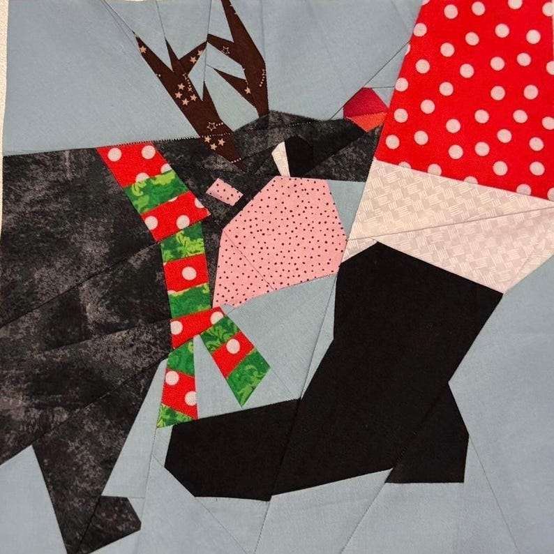 festive christmas moo deng foundation paper piecing pattern