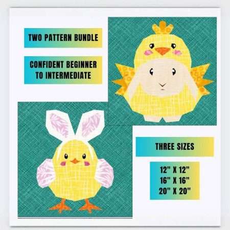 Easter Switcheroo: Cute Easter Bunny and Chick Foundation Paper Piecing FPP Pattern in Three Sizes