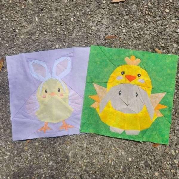 Easter Switcheroo: Cute Easter Bunny and Chick Foundation Paper Piecing FPP Pattern in Three Sizes