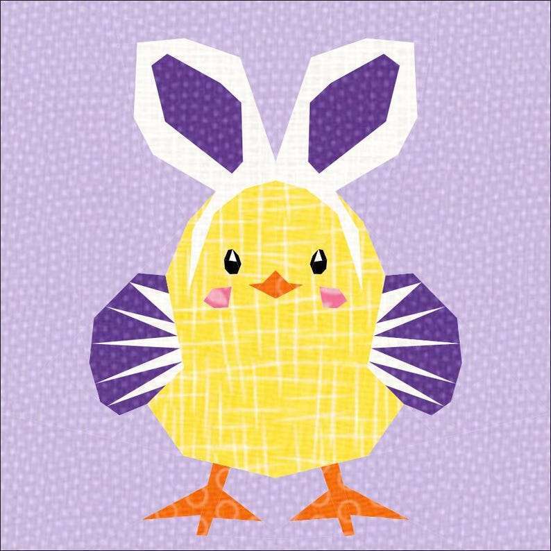 Easter Switcheroo: Cute Easter Bunny and Chick Foundation Paper Piecing FPP Pattern in Three Sizes