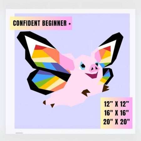 when pigs fly: cute flying pig fpp foundation paper piecing pattern three sizes
