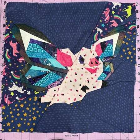 when pigs fly: cute flying pig fpp foundation paper piecing pattern three sizes