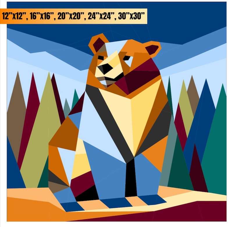 bear with me: bear foundation paper piecing pattern fpp in five sizes