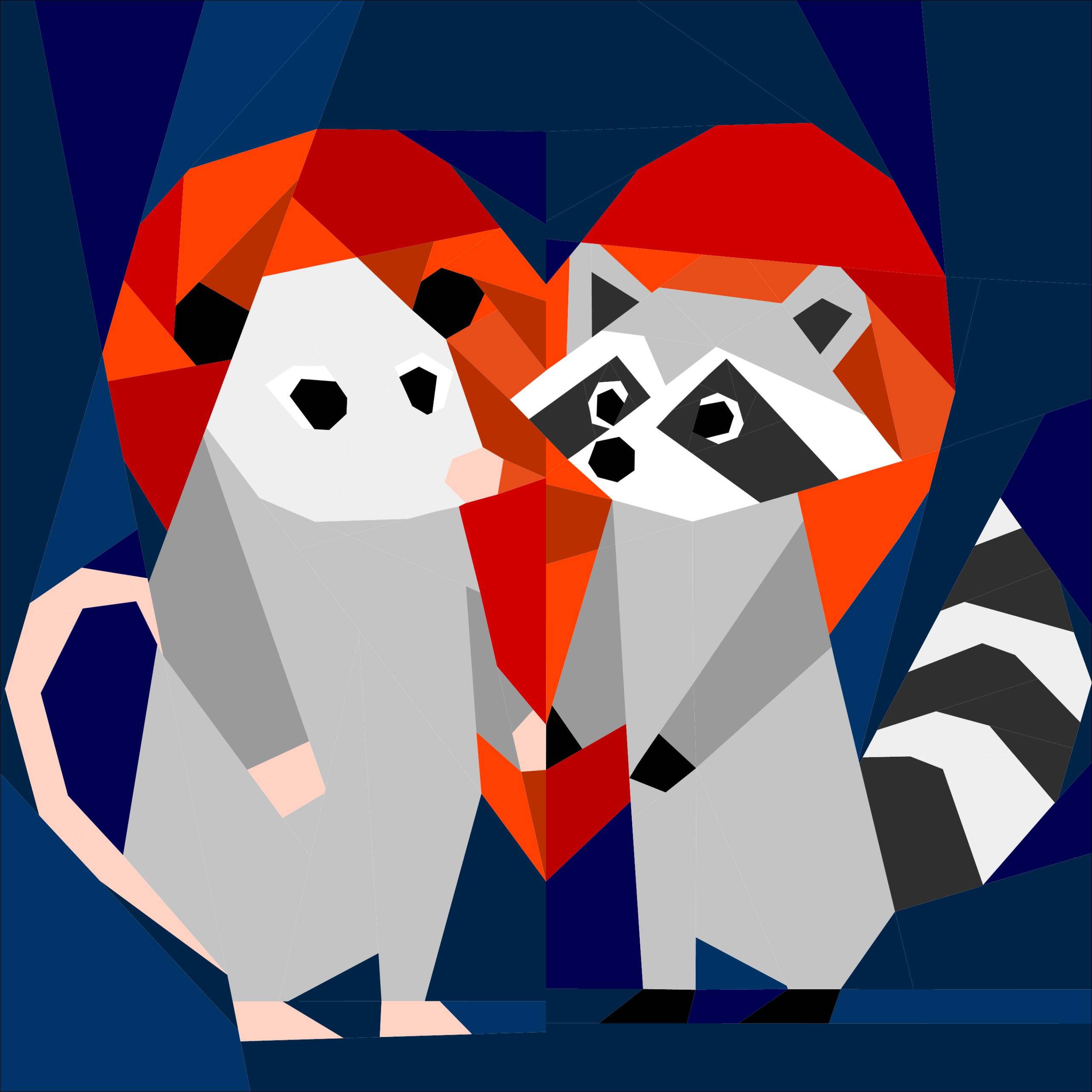 trash crossed lovers: three valentine’s day cute raccoon and oppossum couples fpp foundation paper piecing patterns set