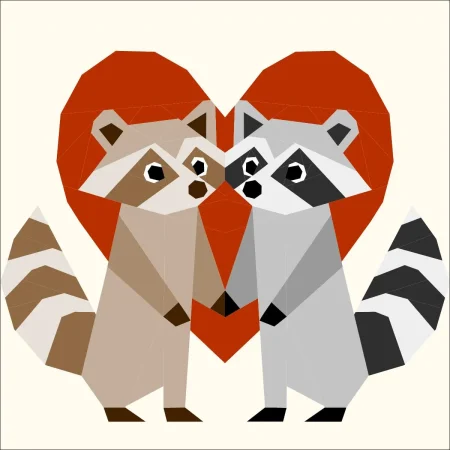 trash crossed lovers: three valentine’s day cute raccoon and oppossum couples fpp foundation paper piecing patterns set