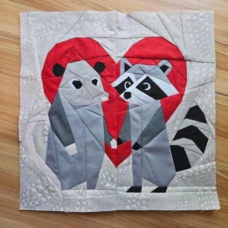 trash crossed lovers: three valentine’s day cute raccoon and oppossum couples fpp foundation paper piecing patterns set