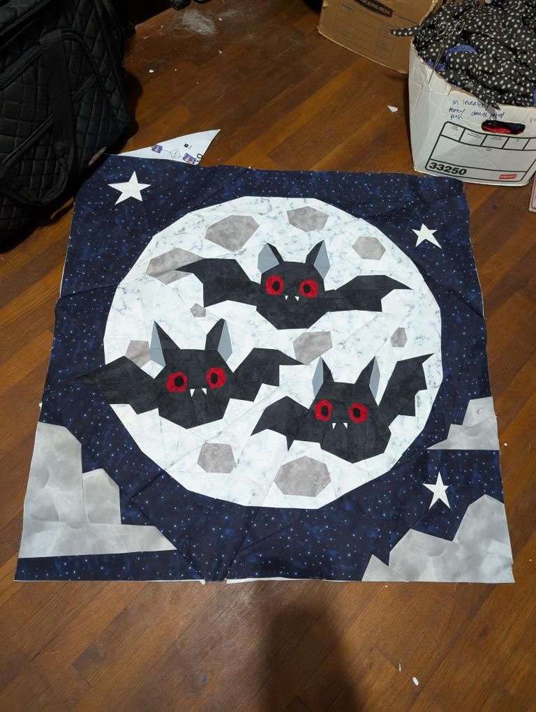 Fangtastic Trio: Cute Halloween Bats Foundation Paper Piecing Pattern - Image 6