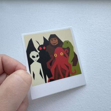 Unusual Suspect Cryptid Family Reunion Sticker Kraken Alien Sasquatch Nessie Mothman
