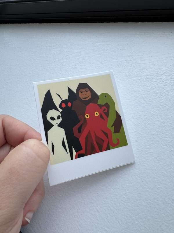 Unusual Suspect Cryptid Family Reunion Sticker Kraken Alien Sasquatch Nessie Mothman