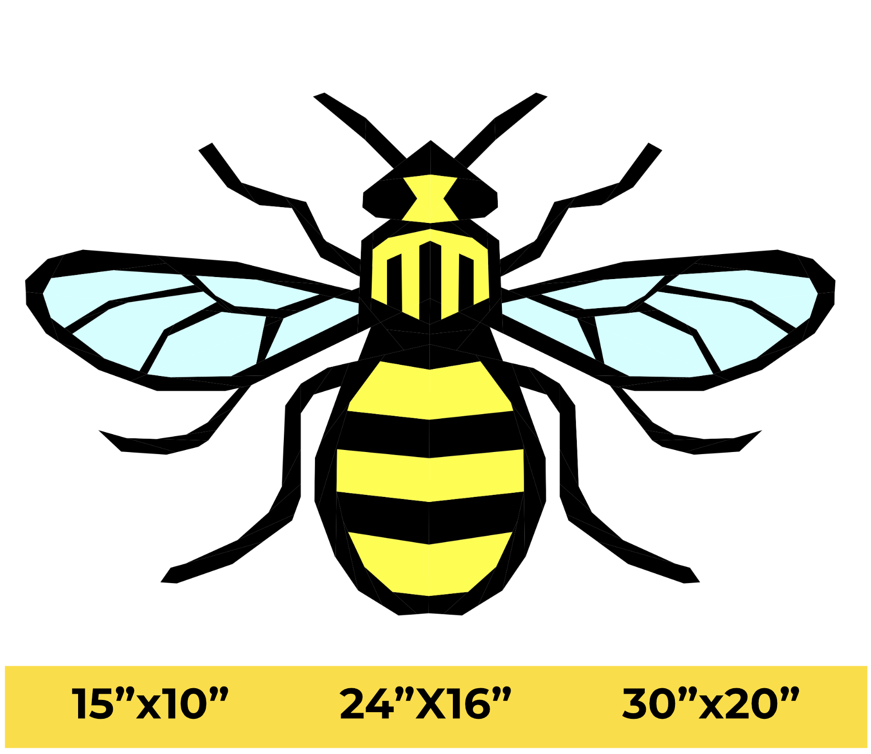 Manchester Bee: Bee Foundation Paper Piecing Pattern in Three Sizes