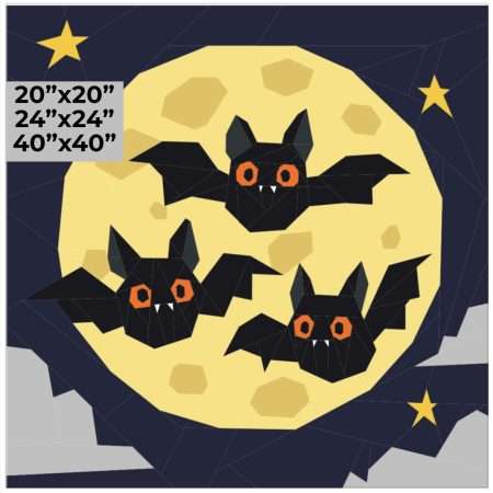 Fangtastic Trio: Cute Halloween Bats Foundation Paper Piecing Pattern