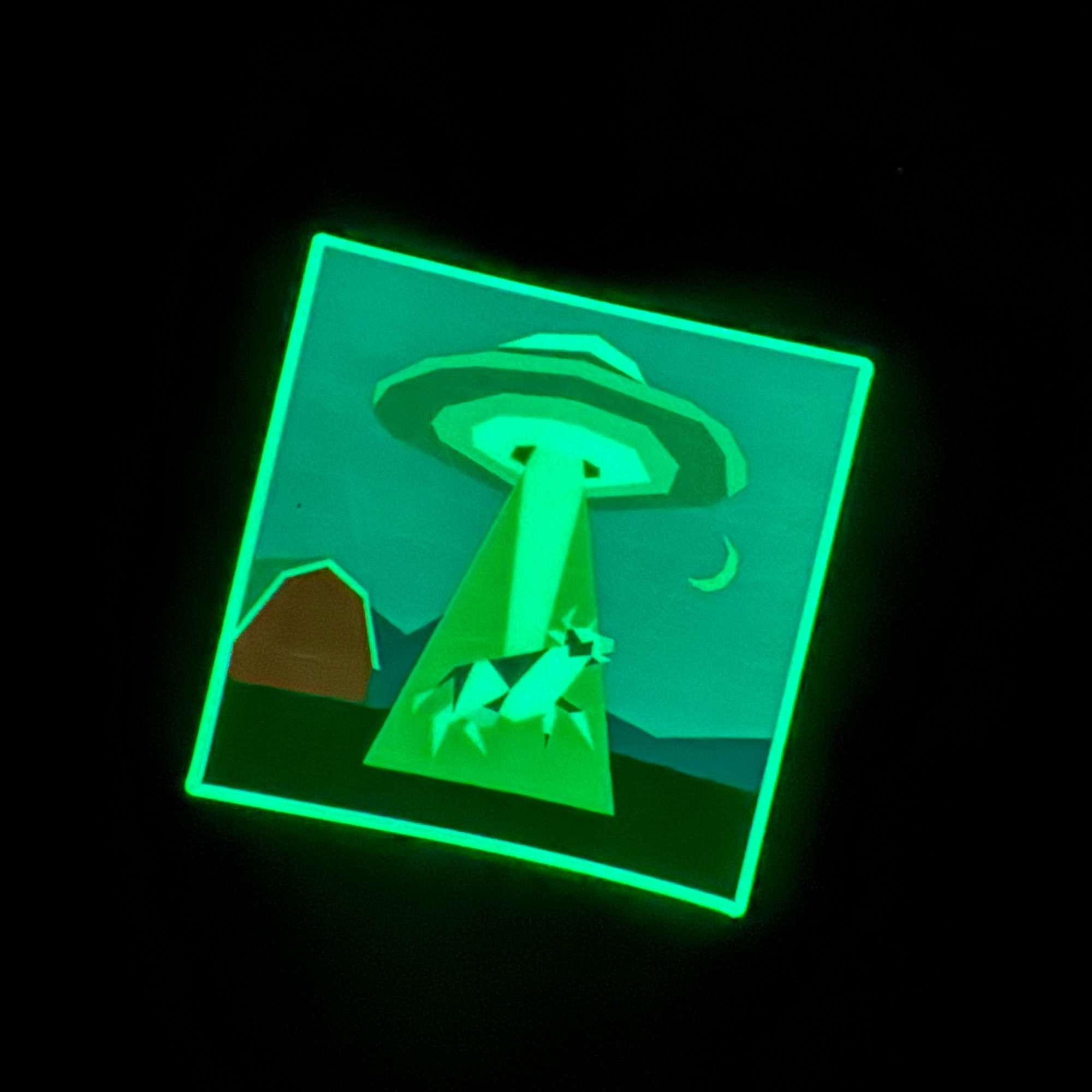 Udderly Out of This World Sticker: GLOW IN THE DARK UFO Cow Abduction Sticker - Image 2