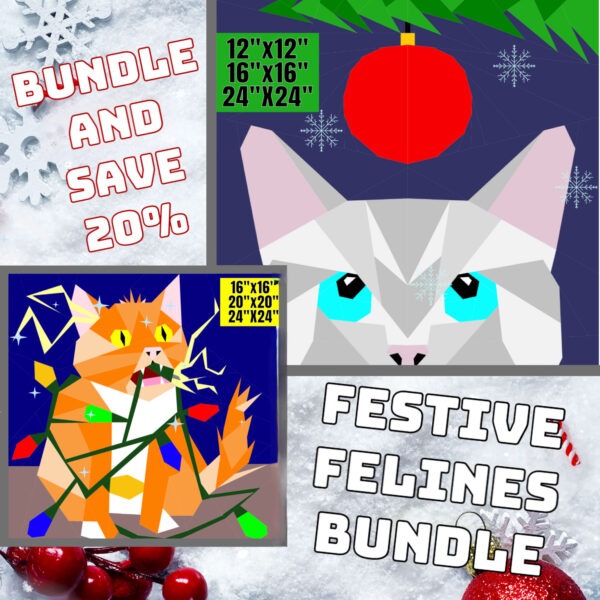 Festive Felines Bundle: Jingle Bells Shock & Naughty Paws FPP Patterns Bundle