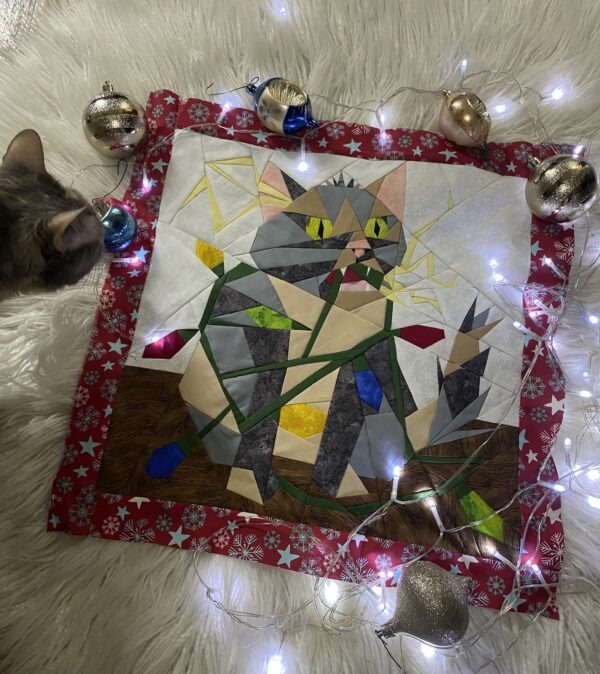 Jingle Bells Shock: Funny Christmas Cat Foundation Paper Piecing Pattern