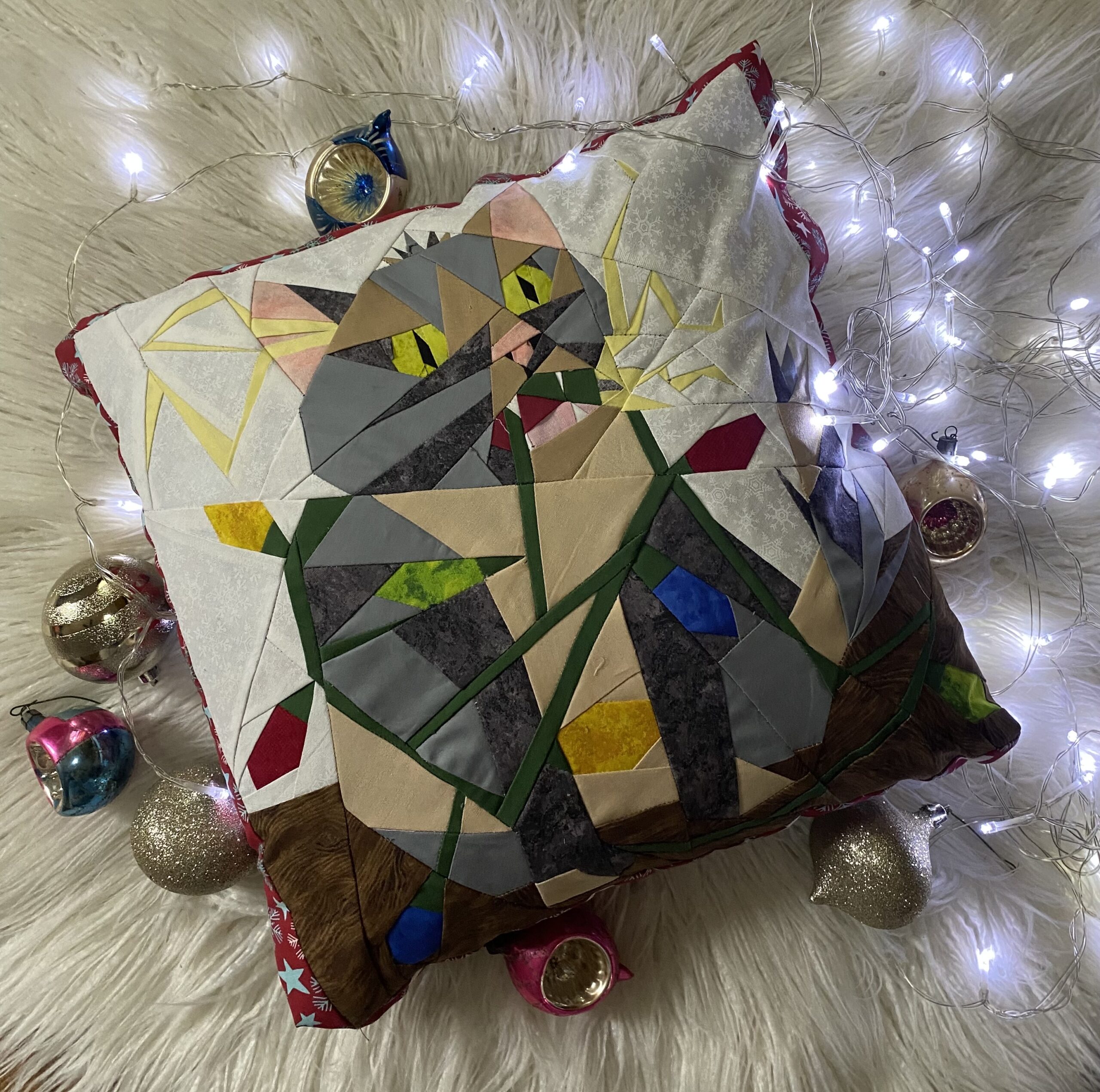 Jingle Bells Shock: Funny Christmas Cat Foundation Paper Piecing Pattern