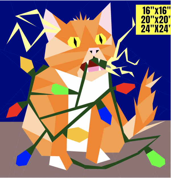 Jingle Bells Shock: Funny Christmas Cat Foundation Paper Piecing Pattern