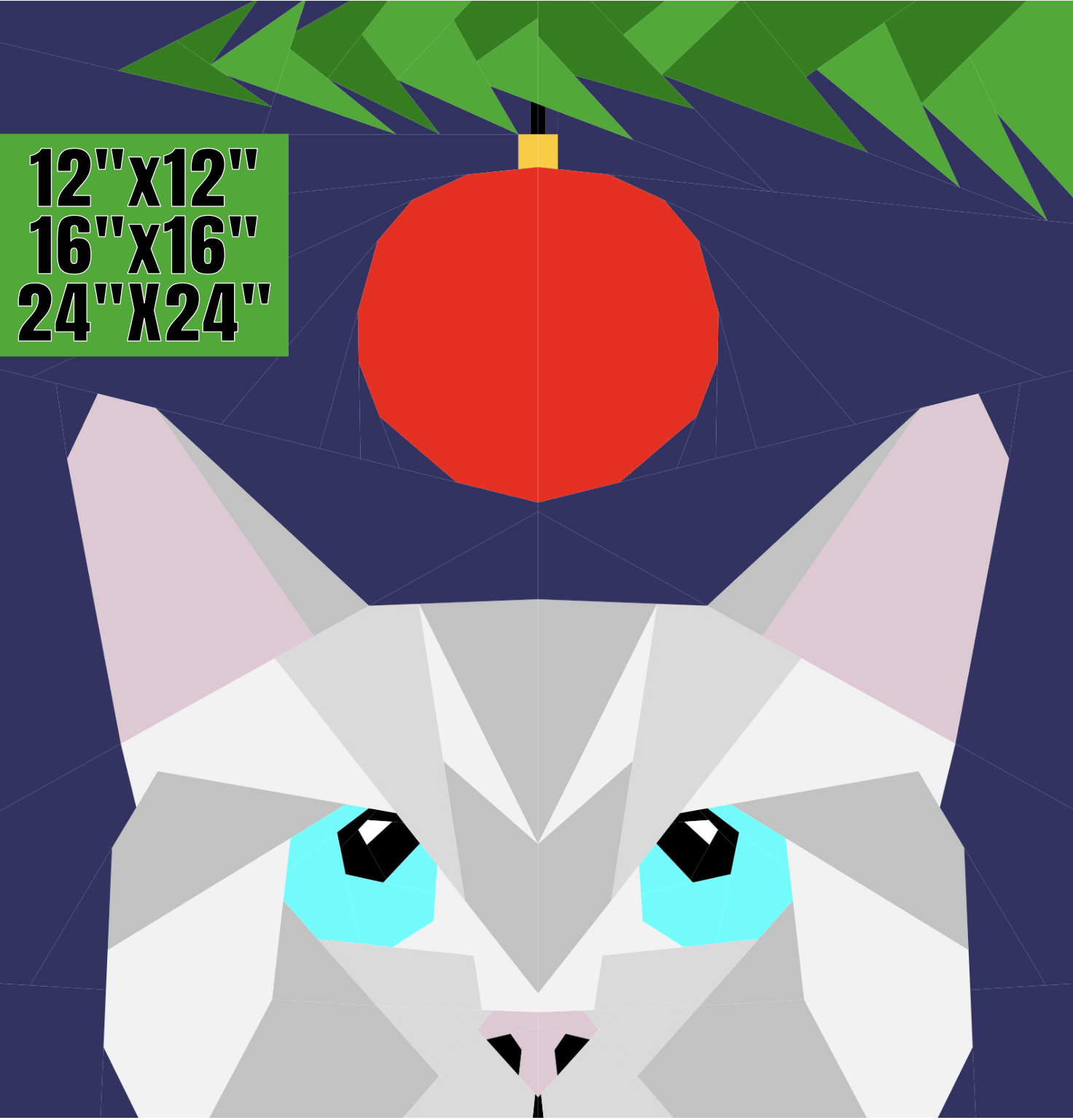 Naughty Paws: Funny Christmas Cat Foundation Paper Piecing Pattern